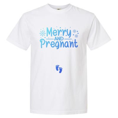 Merry And Pregnant Feet Christmas Pregnancy Reval Lover Cool Gift Garment-Dyed Heavyweight T-Shirt