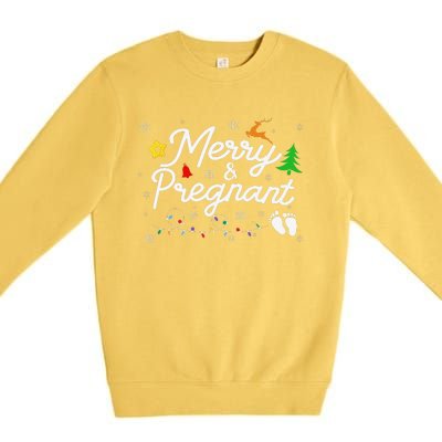 Merry And Pregnant Christmas Pregnancy Christmas Premium Crewneck Sweatshirt