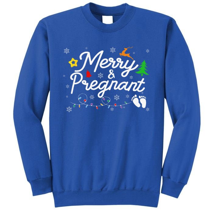 Merry And Pregnant Christmas Pregnancy Christmas Tall Sweatshirt