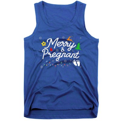 Merry And Pregnant Christmas Pregnancy Christmas Tank Top