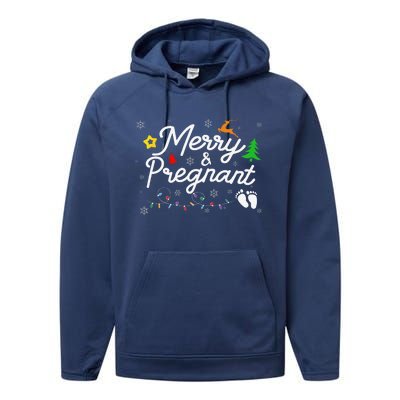 Merry And Pregnant Christmas Pregnancy Christmas Performance Fleece Hoodie