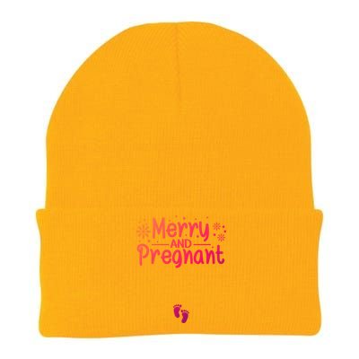 Merry And Pregnant Feet Christmas Pregnancy Reval Lover Cool Gift Knit Cap Winter Beanie