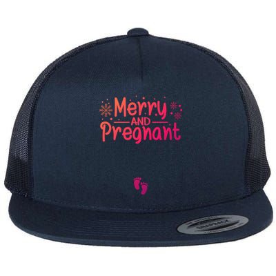 Merry And Pregnant Feet Christmas Pregnancy Reval Lover Cool Gift Flat Bill Trucker Hat