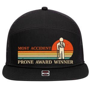 Most Accident Prone Award Winner Funny Get Well Soon Injury 7 Panel Mesh Trucker Snapback Hat