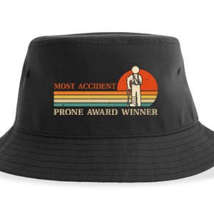 Most Accident Prone Award Winner Funny Get Well Soon Injury Sustainable Bucket Hat