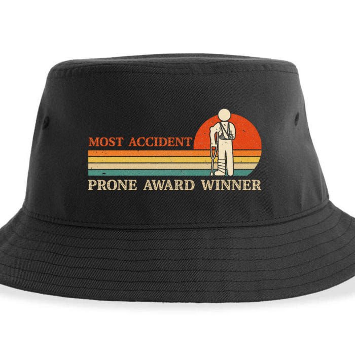 Most Accident Prone Award Winner Funny Get Well Soon Injury Sustainable Bucket Hat