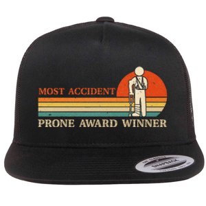 Most Accident Prone Award Winner Funny Get Well Soon Injury Flat Bill Trucker Hat