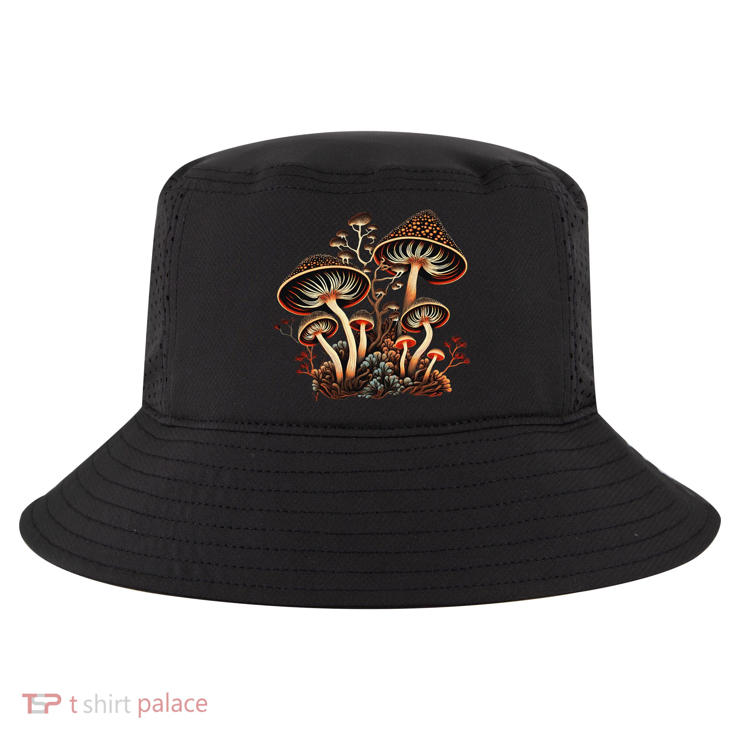 Mushrooms Aliens Psychedelic Magic Cottagecore Fairycore Cool Comfort Performance Bucket Hat