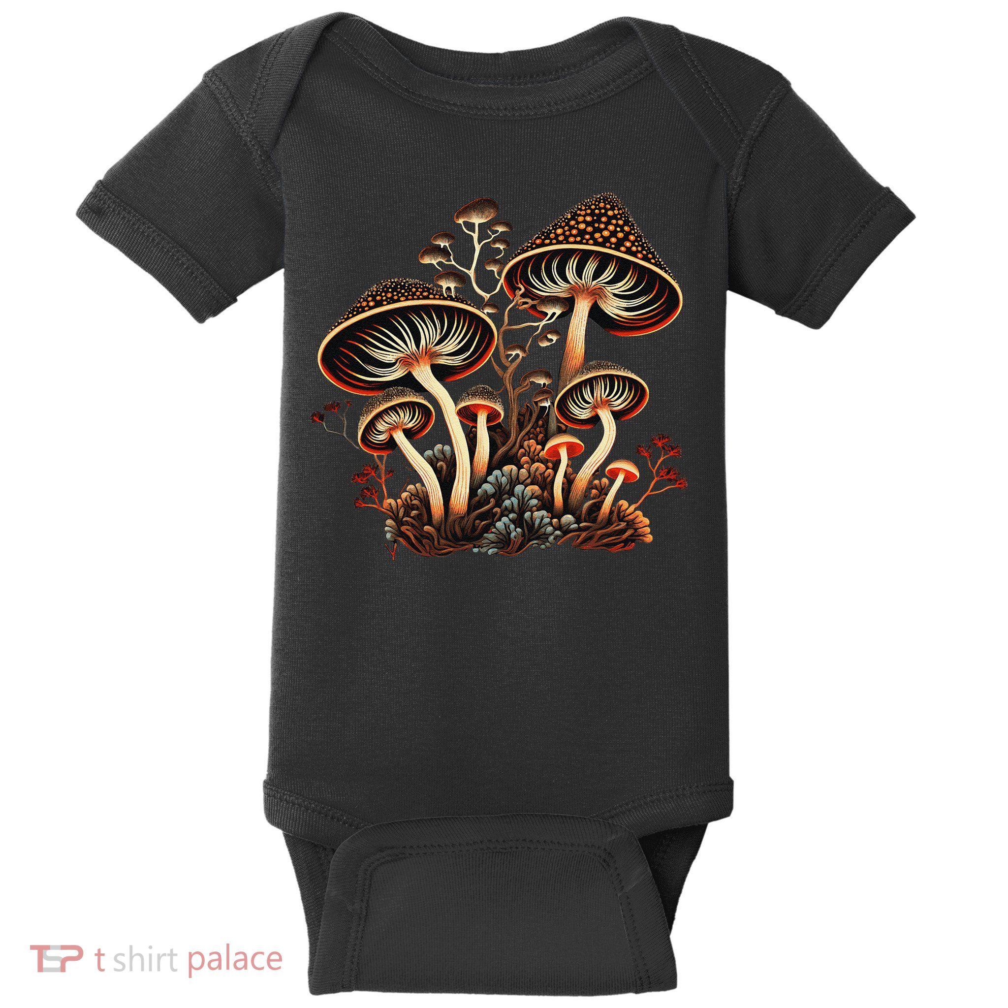 Mushrooms Aliens Psychedelic Magic Cottagecore Fairycore Baby Bodysuit