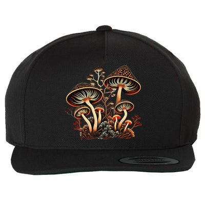Mushrooms Aliens Psychedelic Magic Cottagecore Fairycore Wool Snapback Cap