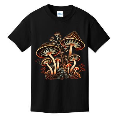 Mushrooms Aliens Psychedelic Magic Cottagecore Fairycore Kids T-Shirt