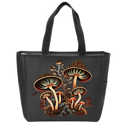 Mushrooms Aliens Psychedelic Magic Cottagecore Fairycore Zip Tote Bag