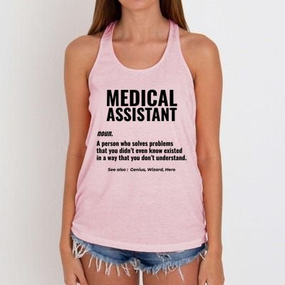 Medical Assistant Problem Solver Health Care Gift Women's Knotted Racerback Tank