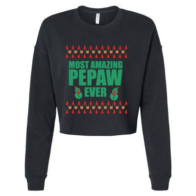 Most Amazing Pepaw Ugly Christmas Cropped Pullover Crew