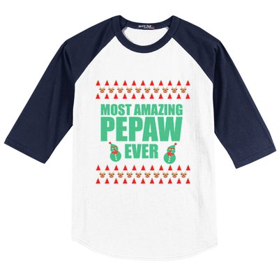 Most Amazing Pepaw Ugly Christmas Baseball Sleeve Shirt