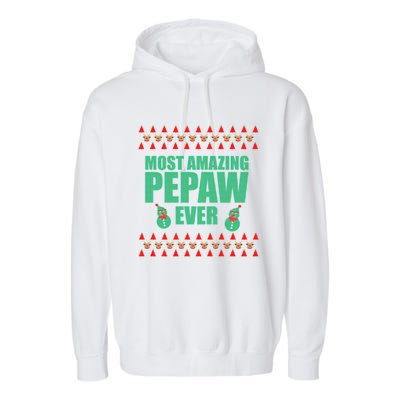 Most Amazing Pepaw Ugly Christmas Garment-Dyed Fleece Hoodie