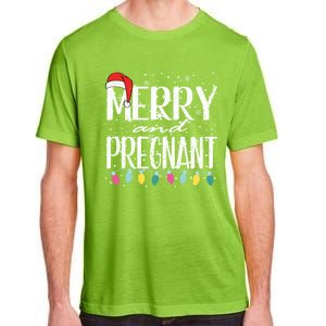 Merry And Pregnant Santa Hat Christmas Pregnant Announcet Cool Gift Adult ChromaSoft Performance T-Shirt