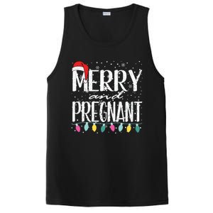 Merry And Pregnant Santa Hat Christmas Pregnant Announcet Cool Gift PosiCharge Competitor Tank