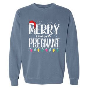 Merry And Pregnant Santa Hat Christmas Pregnant Announcet Cool Gift Garment-Dyed Sweatshirt