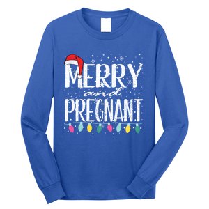 Merry And Pregnant Santa Hat Christmas Pregnant Announcet Cool Gift Long Sleeve Shirt