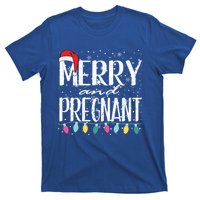 Merry And Pregnant Santa Hat Christmas Pregnant Announcet Cool Gift T-Shirt