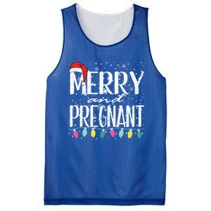 Merry And Pregnant Santa Hat Christmas Pregnant Announcet Cool Gift Mesh Reversible Basketball Jersey Tank