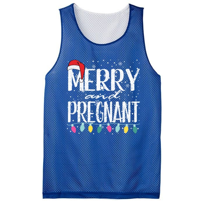 Merry And Pregnant Santa Hat Christmas Pregnant Announcet Cool Gift Mesh Reversible Basketball Jersey Tank