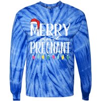 Merry And Pregnant Santa Hat Christmas Pregnant Announcet Cool Gift Tie-Dye Long Sleeve Shirt