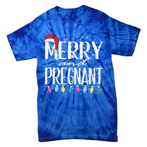 Merry And Pregnant Santa Hat Christmas Pregnant Announcet Cool Gift Tie-Dye T-Shirt