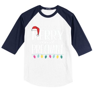 Merry And Pregnant Santa Hat Christmas Pregnant Announcet Cool Gift Baseball Sleeve Shirt