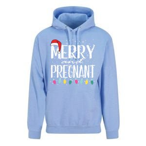 Merry And Pregnant Santa Hat Christmas Pregnant Announcet Cool Gift Unisex Surf Hoodie