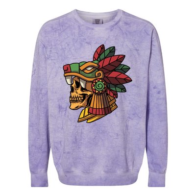 Mayan Ancient Quetzalcoatl Aztec Skull Retro Colorblast Crewneck Sweatshirt