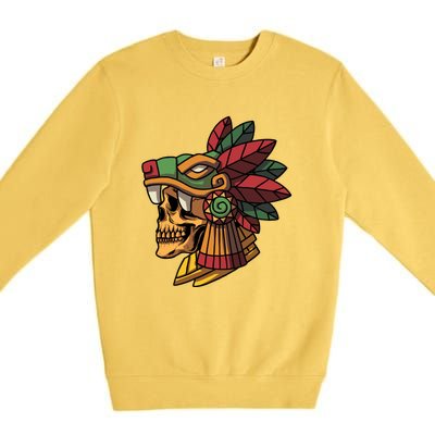 Mayan Ancient Quetzalcoatl Aztec Skull Retro Premium Crewneck Sweatshirt