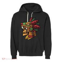 Mayan Ancient Quetzalcoatl Aztec Skull Retro Garment-Dyed Fleece Hoodie