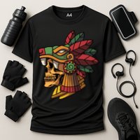 Mayan Ancient Quetzalcoatl Aztec Skull Retro Performance Shirt