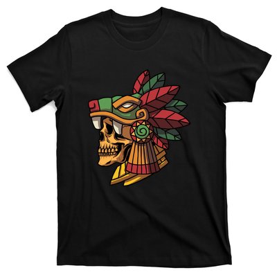 Mayan Ancient Quetzalcoatl Aztec Skull Retro T-Shirt