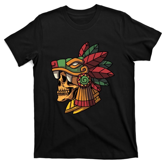 Mayan Ancient Quetzalcoatl Aztec Skull Retro T-Shirt