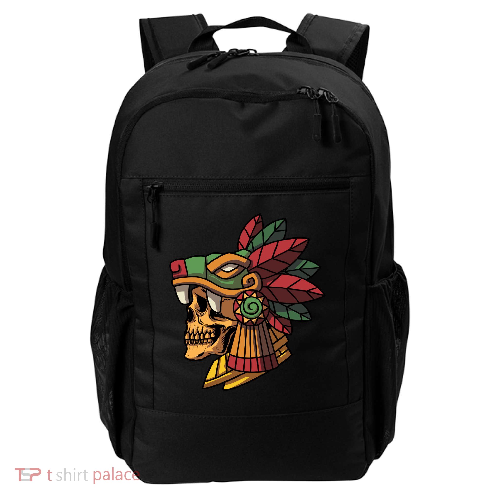 Mayan Ancient Quetzalcoatl Aztec Skull Retro Backpack