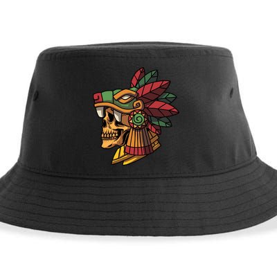Mayan Ancient Quetzalcoatl Aztec Skull Retro Sustainable Bucket Hat