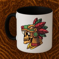 Mayan Ancient Quetzalcoatl Aztec Skull Retro Mug