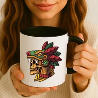 Mayan Ancient Quetzalcoatl Aztec Skull Retro Mug