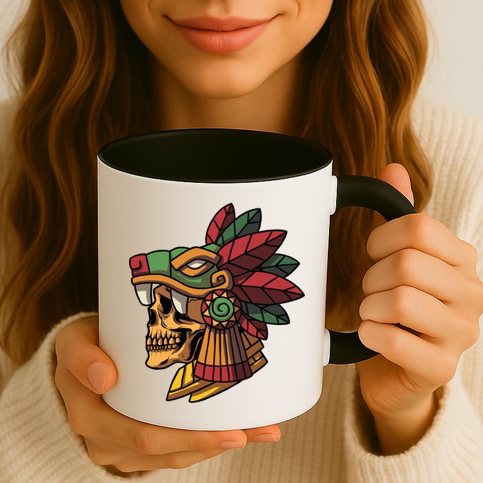 Mayan Ancient Quetzalcoatl Aztec Skull Retro Mug