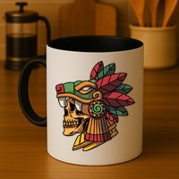 Mayan Ancient Quetzalcoatl Aztec Skull Retro Mug