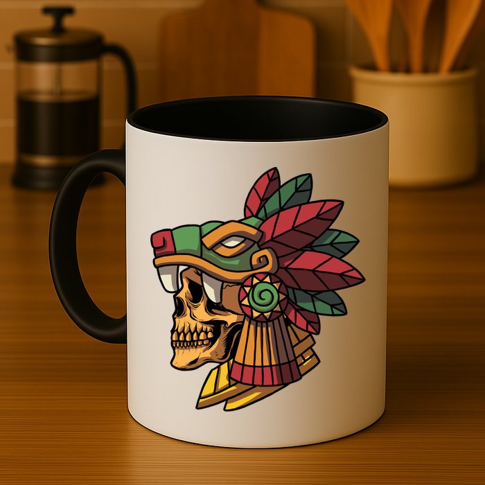Mayan Ancient Quetzalcoatl Aztec Skull Retro Mug