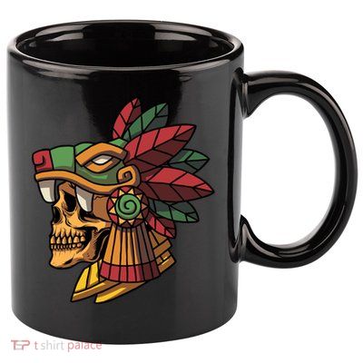 Mayan Ancient Quetzalcoatl Aztec Skull Retro 11oz C Handle Ceramic Mug