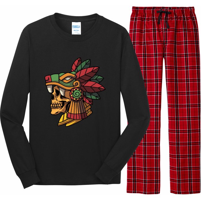 Mayan Ancient Quetzalcoatl Aztec Skull Retro Long Sleeve Pajama Set