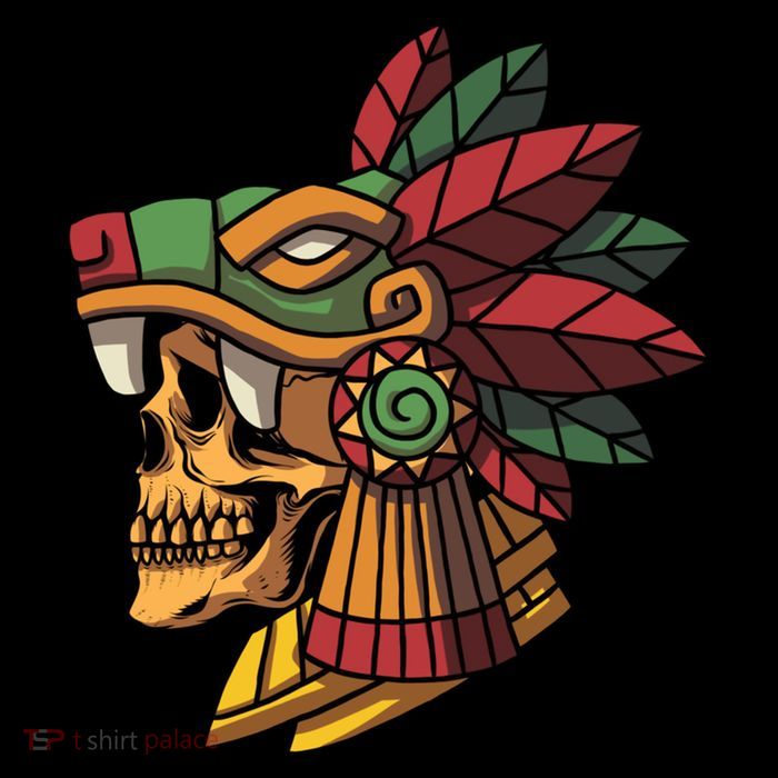 Mayan Ancient Quetzalcoatl Aztec Skull Retro Flatbill Hat