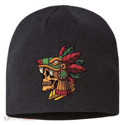 Mayan Ancient Quetzalcoatl Aztec Skull Retro Sustainable Beanie
