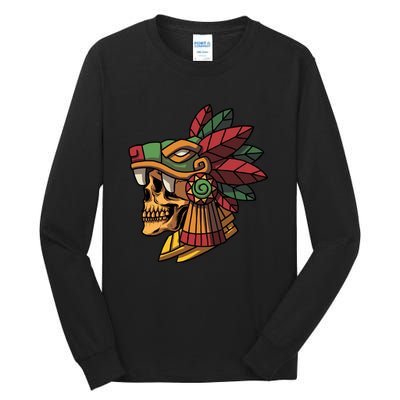 Mayan Ancient Quetzalcoatl Aztec Skull Retro Tall Long Sleeve T-Shirt