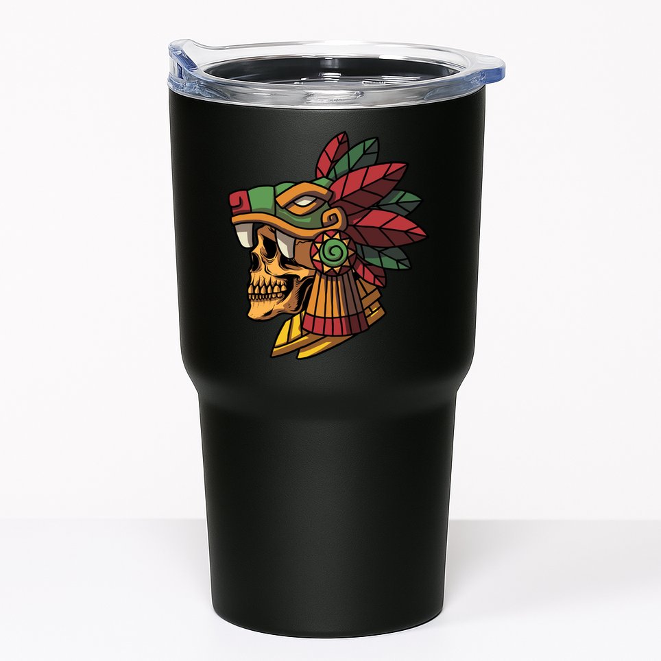 Mayan Ancient Quetzalcoatl Aztec Skull Retro Tumbler